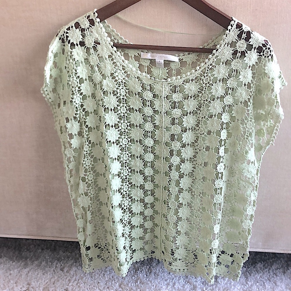 NWOT LC Lauren Conrad Lace Green Knit Top, S